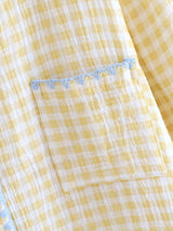 Cotton Shell Embroidery Trim Plaid Pajama Set