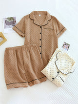 2Pcs Short Sleeve Polka Dots Pajamas