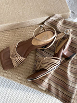 Woven Block Heel Sandals