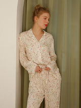 Willow Leaf Floral Print Pajama Set