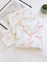 Small Flower Print Shirt Pajamas Set