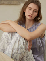 Cotton Sleeveless Top & Printed Pants Pajama Set