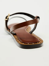 Studded Ankle Strap Flat Sandals