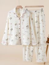 Cute Puppy Bunny Print Pajama Set