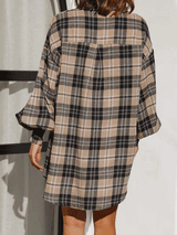 Loose Plaid Lantern Long Sleeve Shirt