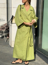 Linen Wrap Coat Dress