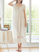 Cotton Off Shoulder Solid Nightgown