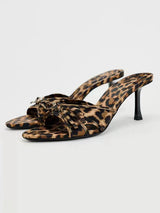 Bow Leopard Heel Sandals