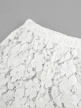 Flower Graphic High Waisted White Pants