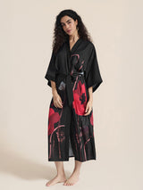Kafiloe Floral Printed Long Kimono Robe