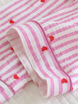 Stripe Heart Print Cotton Pajama Set
