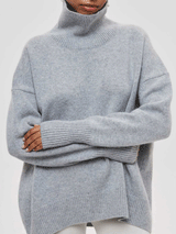 Mock Turtleneck Solid Color Loose Sweater