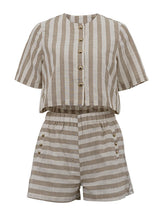 Striped Button Down Top and Shorts Set