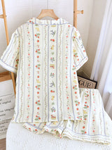 Blue Striped Rabbit Printed Pajama Set