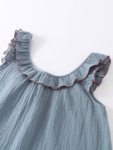 Ruffle Trim Cotton Pajama Set