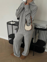 Zip-up Sweater Matching Set