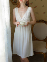 Cotton V Neck Flare Nightgown