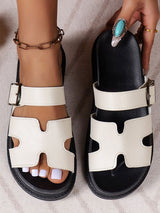 Solid Color Buckle Platform Sandals