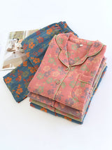 Retro Floral Cotton Pajama Set