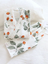 2Pcs Cherry Tomato Kimono Pajama Set