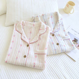 Stripe Floral Print Long Sleeve Pajama Set