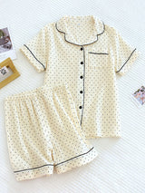 2Pcs Short Sleeve Polka Dots Pajamas