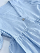 Ruffled Bubble Sleeve Two Piece Pants Set