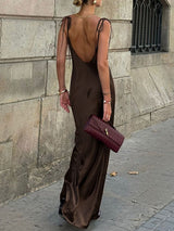 Spaghetti Strap Backless Maxi Dress