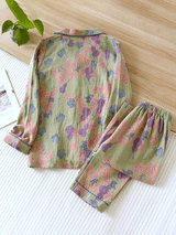 2Pcs Crepe Vintage Gourd Printed Pajamas