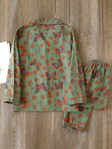 2Pcs Crepe Vintage Butterfly Printed Pajamas