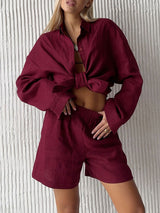 Casual Cotton Shirt & Shorts Set