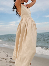 Solid Ruffle Hem Cami Long Dress