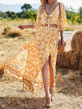 Boho V Neck Maxi Dress Set