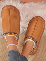 Solid Color Embroidery Plush Slippers