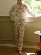 Rabbit Print Long Sleeve Pajama Set