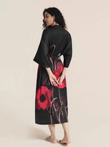 Kafiloe Floral Printed Long Kimono Robe