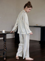 Marble Print Long Sleeve Pajamas Set