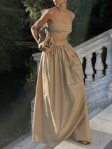 Spaghetti Strap Crop Top &  Maxi Skirt Set