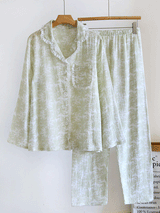 Cotton Printed Lace Trim Pajama Set