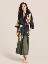 Kafiloe Floral Printed Long Kimono Robe