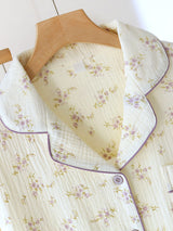 Small Purple Flowers Cotton Pajama Set
