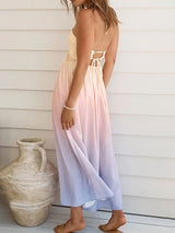 Gradient Halter Neck Maxi Dress