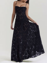 Spaghetti Strap Lace Long Dress