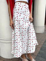 Printed White Long Skirt