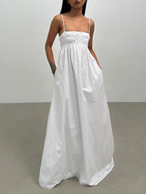 Spaghetti Straps White Maxi Dress