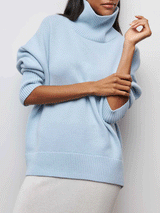 Mock Turtleneck Solid Color Loose Sweater