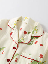 Strawberry & Floral Printed Pajama Set