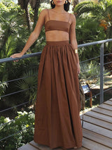 Spaghetti Strap Crop Top &  Maxi Skirt Set