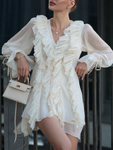 Ruffled Lace-up Mini Dress
