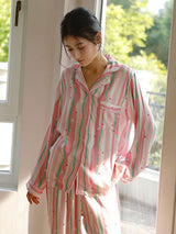 Kafiloe Colorful Striped Long Sleeve Pajama Set
